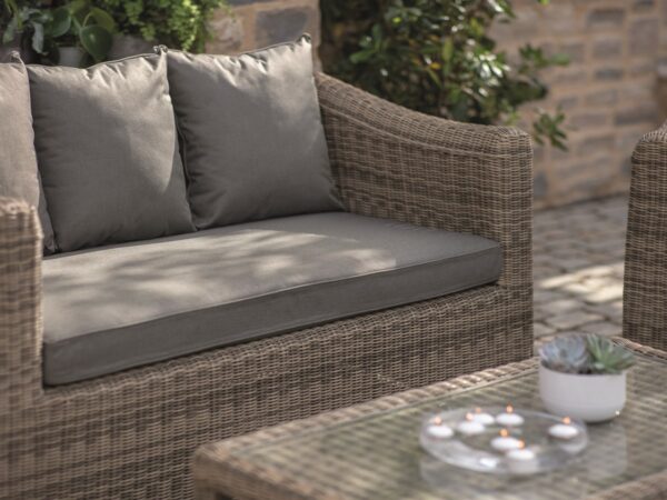Sahara Rattan 2 Seater Sofa with Rectangle Coffee Table & 2 Armchairs - Image 4