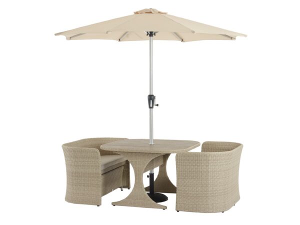 Tetbury Nutmeg Rattan 8 Seater Balcony Set with Tree-Free Top, Parasol & Base - Image 5