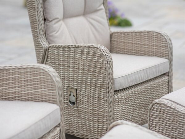 Chedworth Sandstone Rattan Deluxe Recliner Set with 2 Footstools & Side Table - Image 3