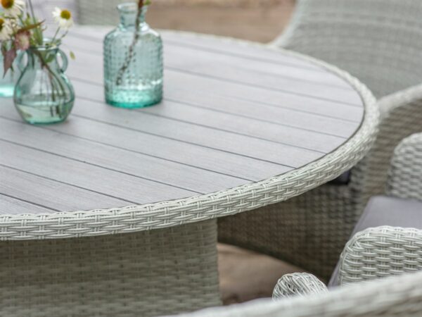 Tetbury Cloud Rattan 6 Seat Round Dining Set with Tree-Free Top, Parasol & Base - Image 5