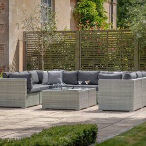 Kingscote Cloud Rattan U-Shape Sofa with 2 Ice Bucket Coffee Tables