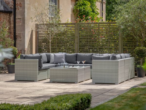 Kingscote Cloud Rattan U-Shape Sofa with 2 Ice Bucket Coffee Tables