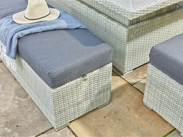 Kingscote Cloud Rattan L-Shape Sofa with Rectangle Dual Height Table, Armchair & Bench - Image 4