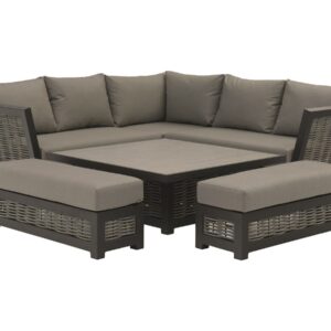 Mottisfont Corner Sofa with Square Piston Adjustable Table & 2 Benches