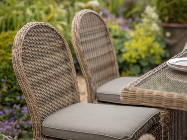 Sahara Rattan 6 Seat Rectangle Dining Set with Parasol & Base - Image 5