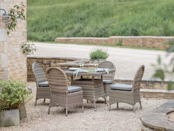 Sahara Rattan 4 Seat Square Dining Set with Parasol & Base - Image 2