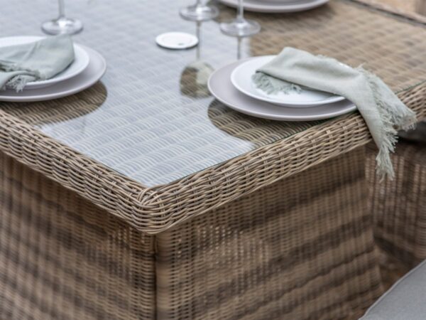 Sahara Rattan 4 Seat Square Dining Set with Parasol & Base - Image 3