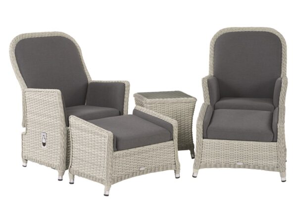 Panama Rattan Recliner Set with 2 Footstools & Side Table - Image 4