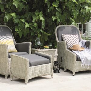 Panama Rattan Recliner Set with 2 Footstools & Side Table