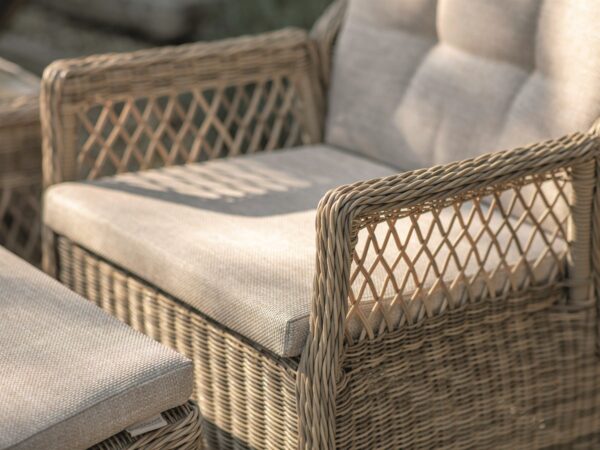 RHS Rosemoor Rattan Recliner Set with 2 Footstools & Side Table - Image 4