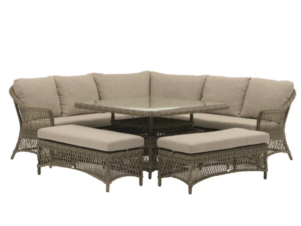 RHS Rosemoor Corner Sofa with Square Dual Height Table & 2 Benches - Image 5