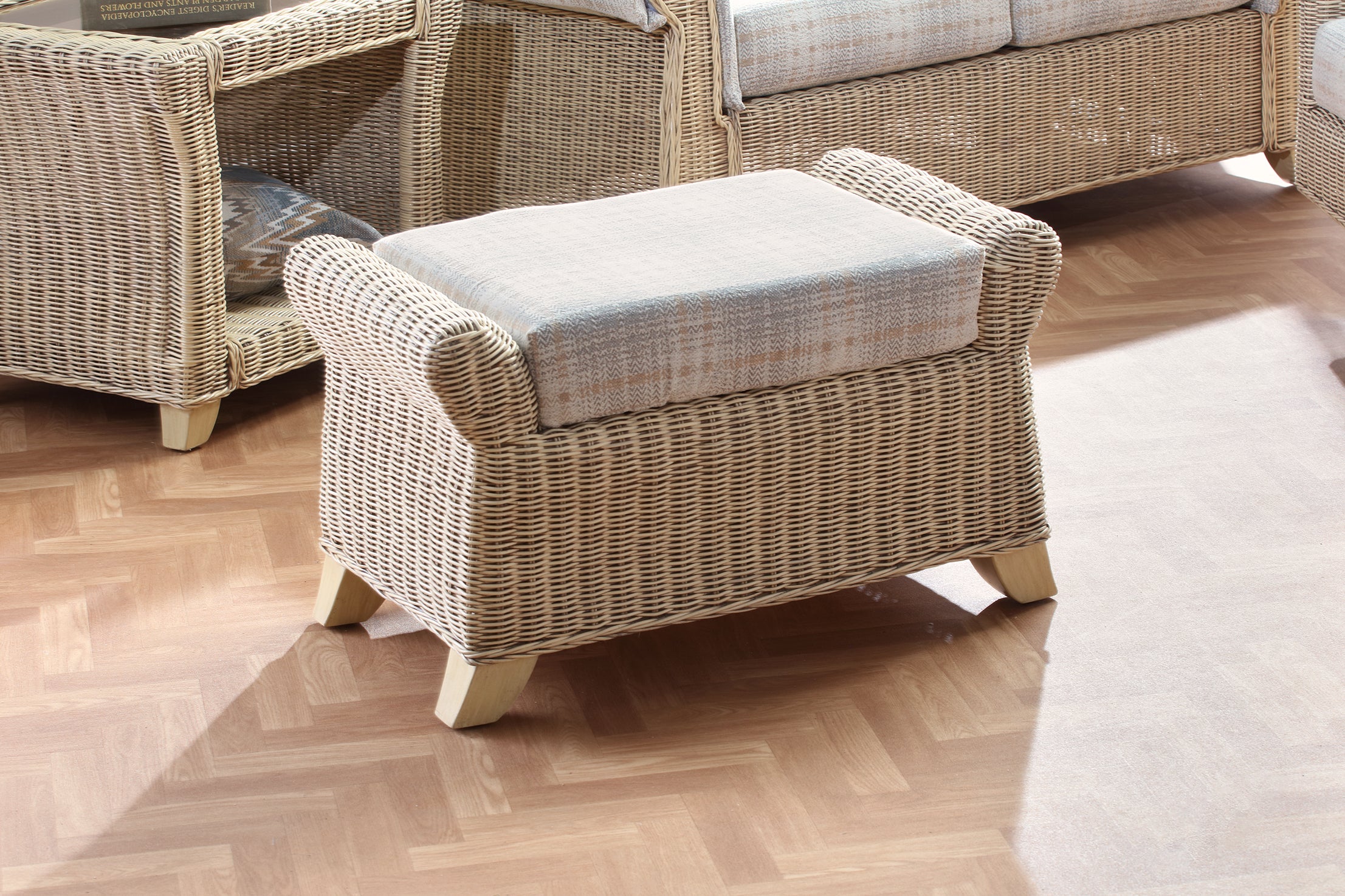 Clifton Rattan Footstool with Storage & Removable Cushion